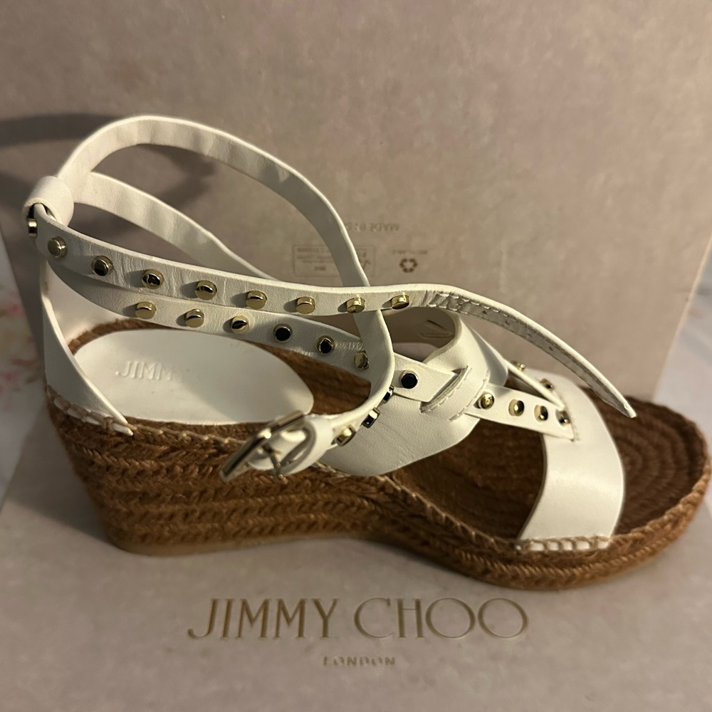 Jimmy Choo White Espadrille Wedges